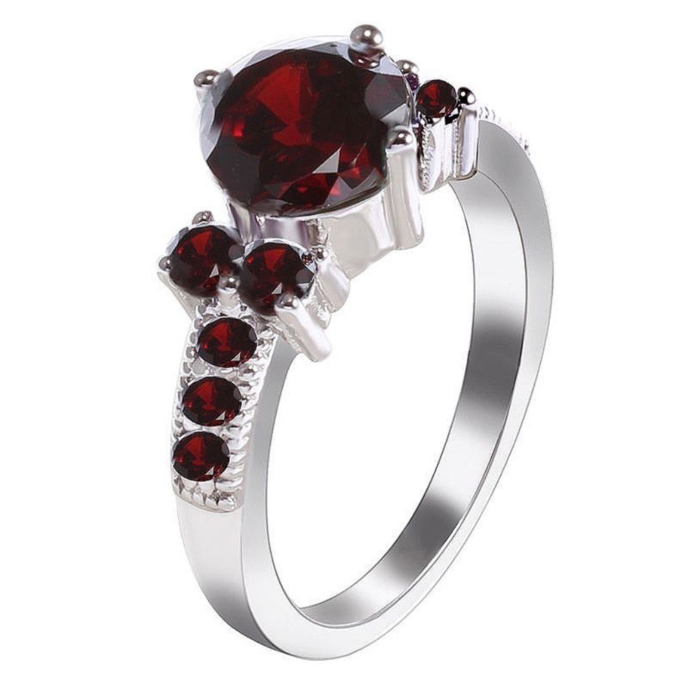*GRACEN*  Silver x Red Zircon Ring Size 6